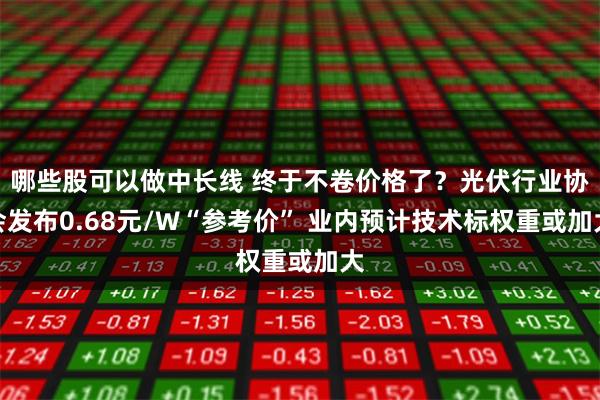 哪些股可以做中长线 终于不卷价格了？光伏行业协会发布0.68元/W“参考价” 业内预计技术标权重或加大