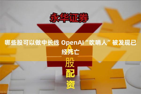 哪些股可以做中长线 OpenAI“吹哨人”被发现已经死亡